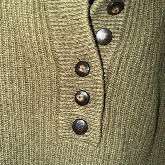 Sezane Lucas Sweater Ribbed Khaki Cotton Wool Sz S - Picture 7 of 11